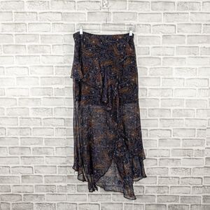 VERONICA BEARD Women's Drixie Paisley Ruffle Skirt Asymmetrical  Size 6